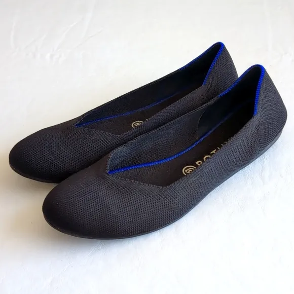 Rothy’s The Flat Black Solid Round Toe Knit Shoes Women's Size 10.5