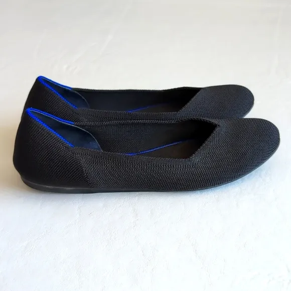 Rothy’s The Flat Black Solid Round Toe Knit Shoes Women's Size 10.5