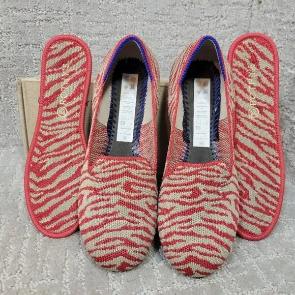 Rothys The Flat Little Kid's Size 2 US Red Zebra Round Toe Slip on Shoes