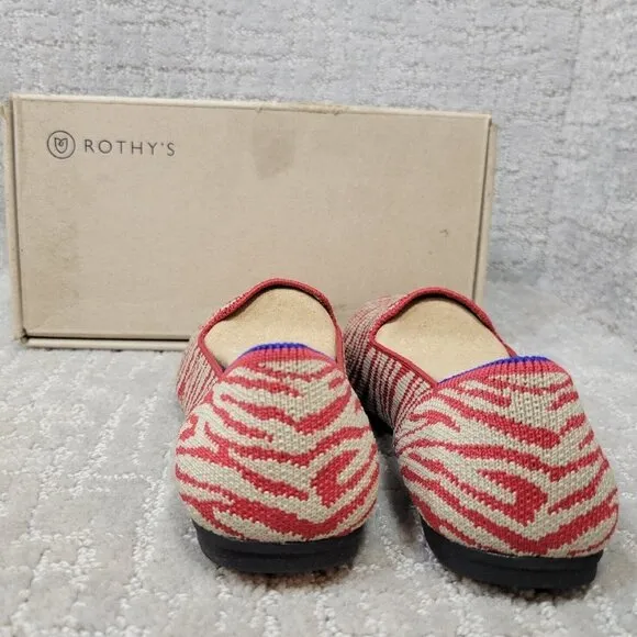 Rothys The Flat Little Kid's Size 2 US Red Zebra Round Toe Slip on Shoes