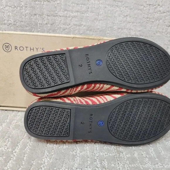 Rothys The Flat Little Kid's Size 2 US Red Zebra Round Toe Slip on Shoes