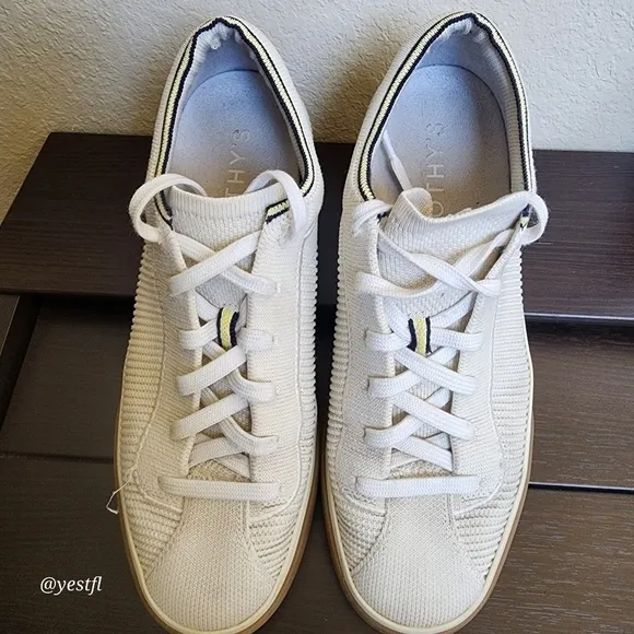 Rothy's The Lace Up Vanilla Gum Sole Knit Fabric Sneakers Casual Shoes Womens 8