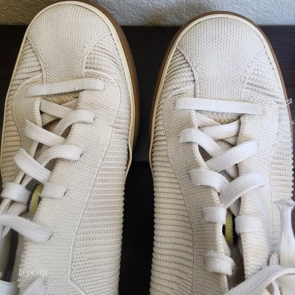 Rothy's The Lace Up Vanilla Gum Sole Knit Fabric Sneakers Casual Shoes Womens 8