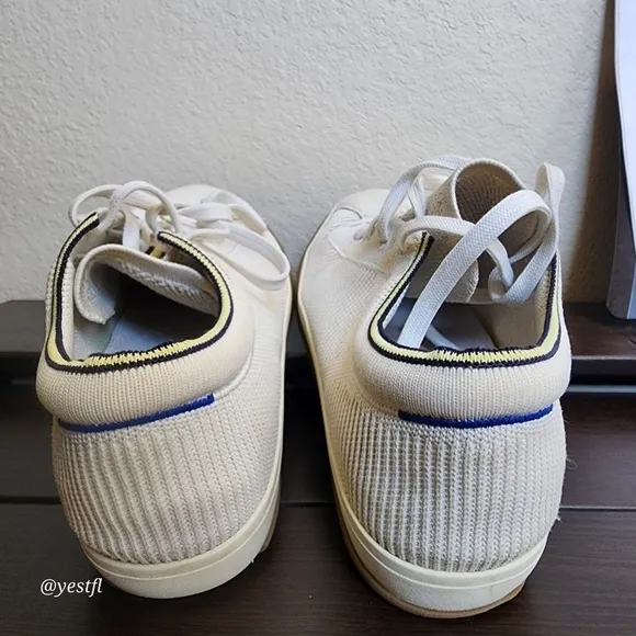 Rothy's The Lace Up Vanilla Gum Sole Knit Fabric Sneakers Casual Shoes Womens 8