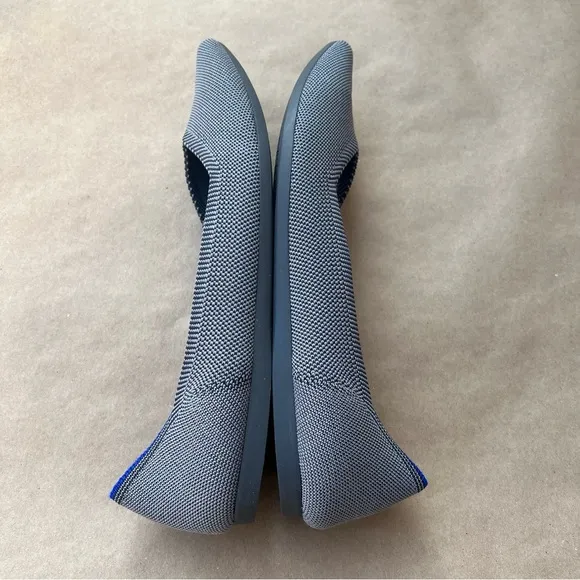 Rothys The Point Classic Cloud Grey Birdseye Flat Shoes Womens Size 10