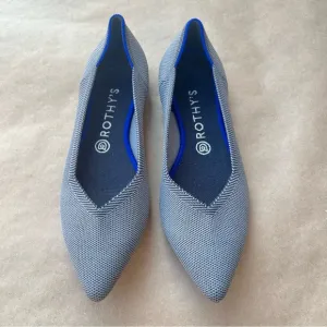 Rothys The Point Classic Cloud Grey Birdseye Flat Shoes Womens Size 10