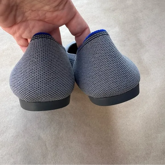 Rothys The Point Classic Cloud Grey Birdseye Flat Shoes Womens Size 10