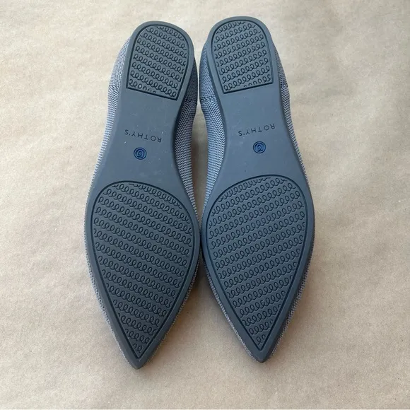 Rothys The Point Classic Cloud Grey Birdseye Flat Shoes Womens Size 10