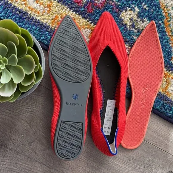 Rothys the point flame red size 9 woman’s flat sh…