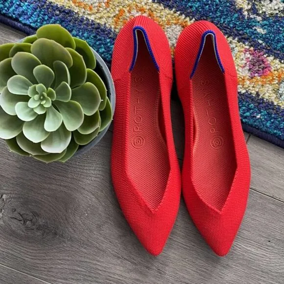 Rothys the point flame red size 9 woman’s flat sh…