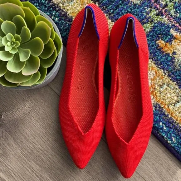 Rothys the point flame red size 9 woman’s flat sh…