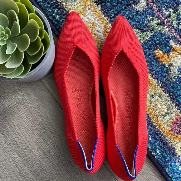 Rothys the point flame red size 9 woman’s flat sh…