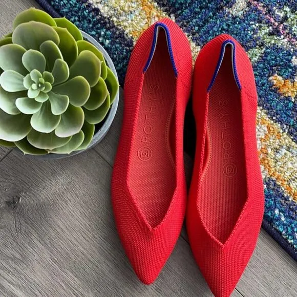 Rothys the point flame red size 9 woman’s flat sh…