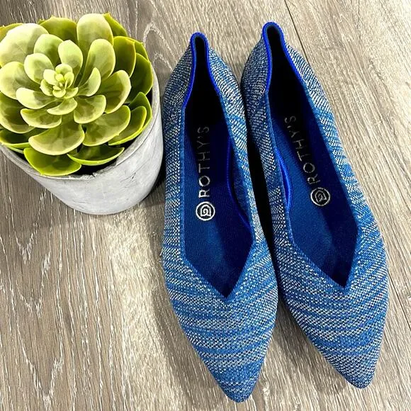rothy’s the point  indigo heat size 8 woman’s flat shoes