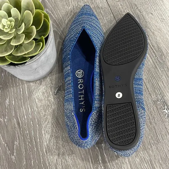 rothy’s the point  indigo heat size 8 woman’s flat shoes