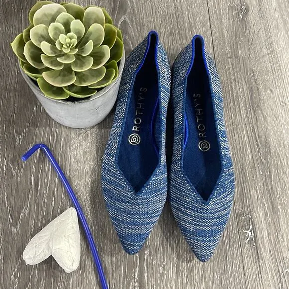 rothy’s the point  indigo heat size 8 woman’s flat shoes