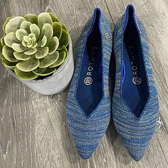 rothy’s the point  indigo heat size 8 woman’s flat shoes