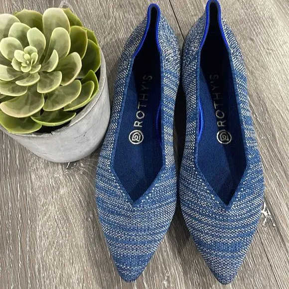 rothy’s the point  indigo heat size 8 woman’s flat shoes