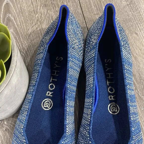 rothy’s the point  indigo heat size 8 woman’s flat shoes