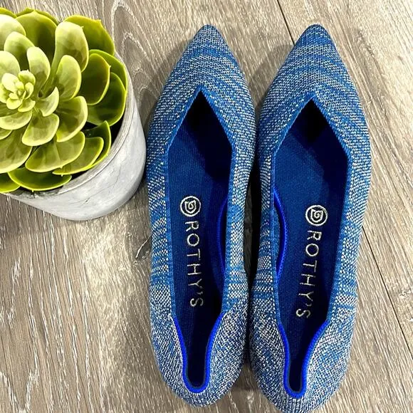 rothy’s the point  indigo heat size 8 woman’s flat shoes