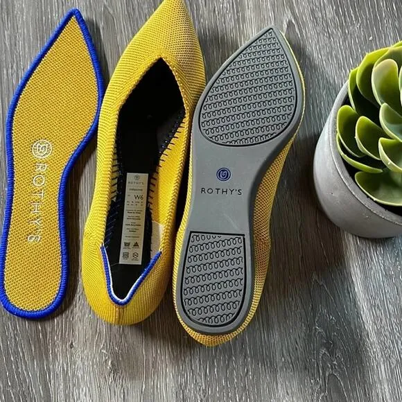 Rothys the point marigold yellow size 6 woman’s flat shoes