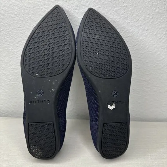 Rothy's The Point Navy Blue Knitted Slip On Ballet Flats