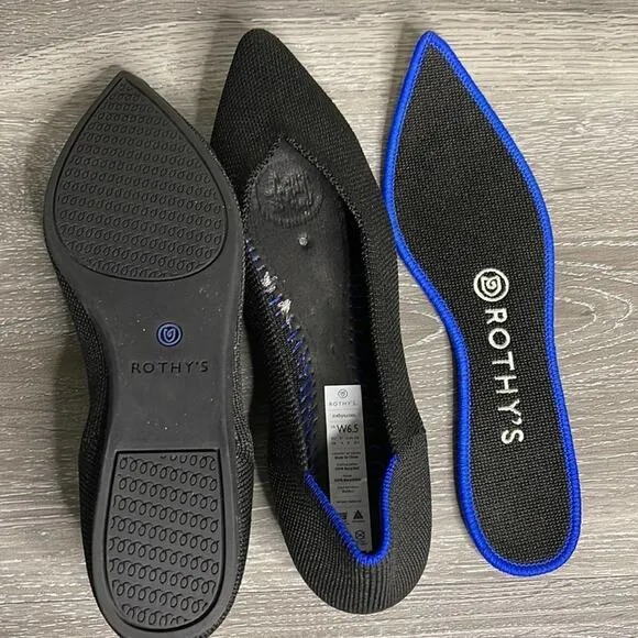 Rothy’s  the point size 6.5 woman’s black flat  shoes