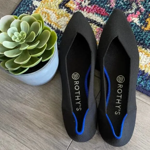 Rothy’s  the point size 6.5 woman’s black flat  shoes