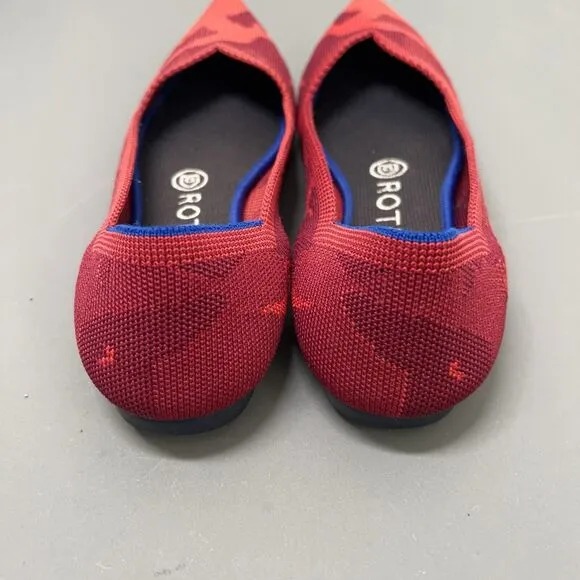 Rothy's The Point Women 6.5 Red Camo Flat Ballet Flats Knit Washable