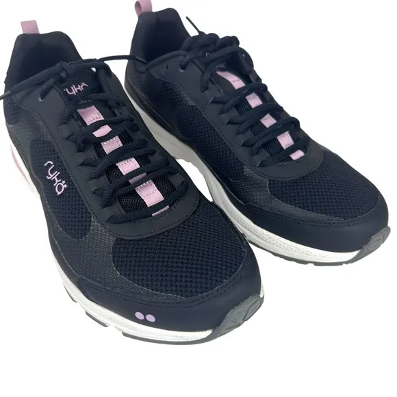 Ryka Brave Memory Foam Walking Shoes Womens 9.5 Black Pink Comfort Sneaker