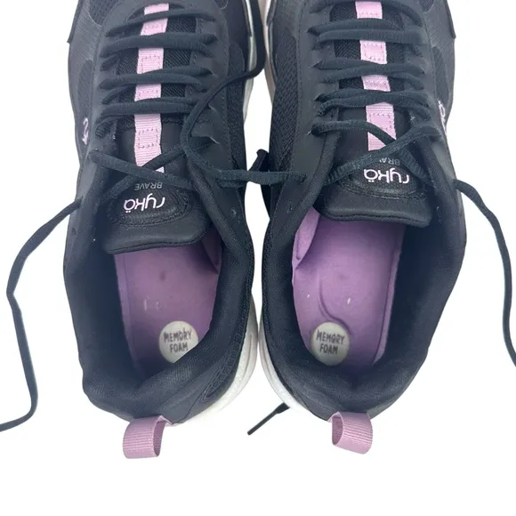 Ryka Brave Memory Foam Walking Shoes Womens 9.5 Black Pink Comfort Sneaker