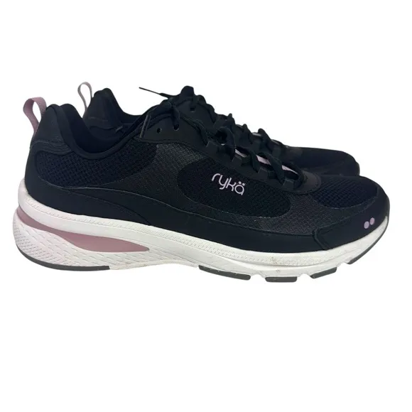 Ryka Brave Memory Foam Walking Shoes Womens 9.5 Black Pink Comfort Sneaker