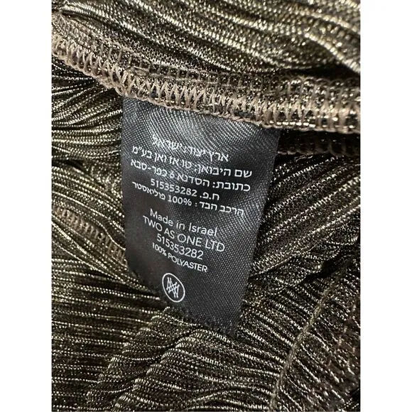 Sabina Musayev Carry Tiered V-Neck Metallic Dress Gold Size XS $470