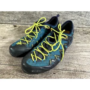 Salewa MS Wildfire Edge Blue Fluo Green Hiking Trail Shoes Mens Size 10 Low Top