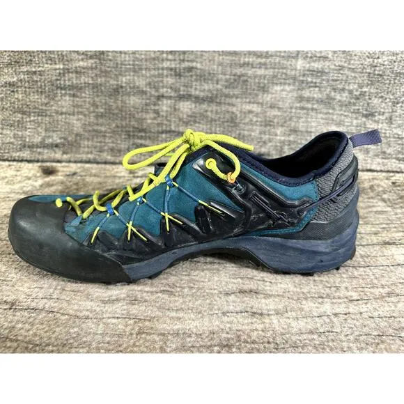 Salewa MS Wildfire Edge Blue Fluo Green Hiking Trail Shoes Mens Size 10 Low Top