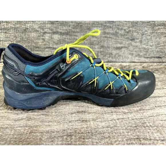 Salewa MS Wildfire Edge Blue Fluo Green Hiking Trail Shoes Mens Size 10 Low Top