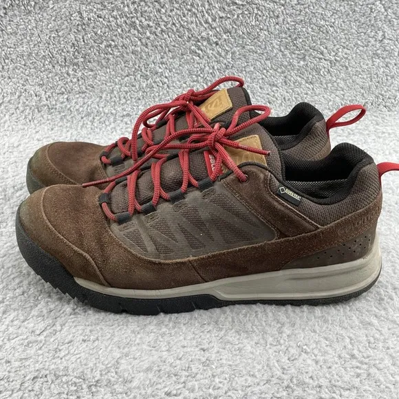 Salomon Hiking Shoes Men 9 Brown Red Sneaker GoreTex Trail Gorpcore Camp Outdoor