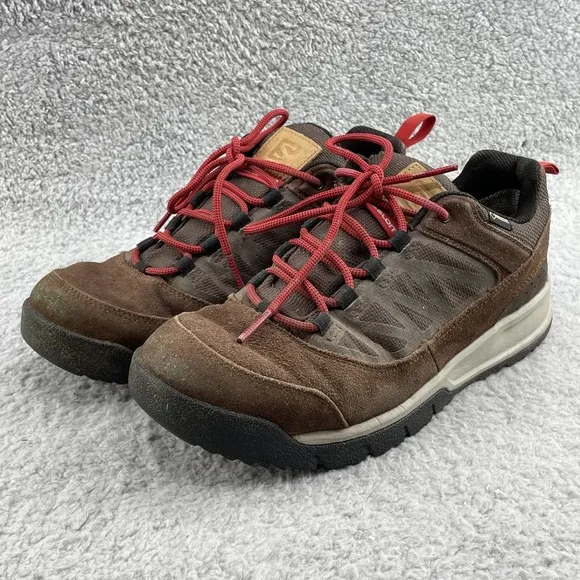 Salomon Hiking Shoes Men 9 Brown Red Sneaker GoreTex Trail Gorpcore Camp Outdoor