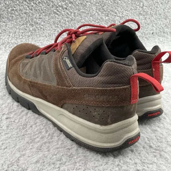 Salomon Hiking Shoes Men 9 Brown Red Sneaker GoreTex Trail Gorpcore Camp Outdoor