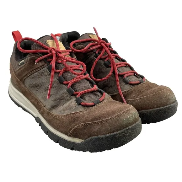 Salomon Hiking Shoes Men 9 Brown Red Sneaker GoreTex Trail Gorpcore Camp Outdoor