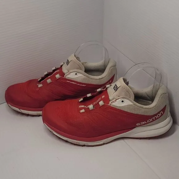 Salomon Sense Pro 2 Trail Running Shoes Womens 7.5 Red &amp; White Outdoor OrthoLite
