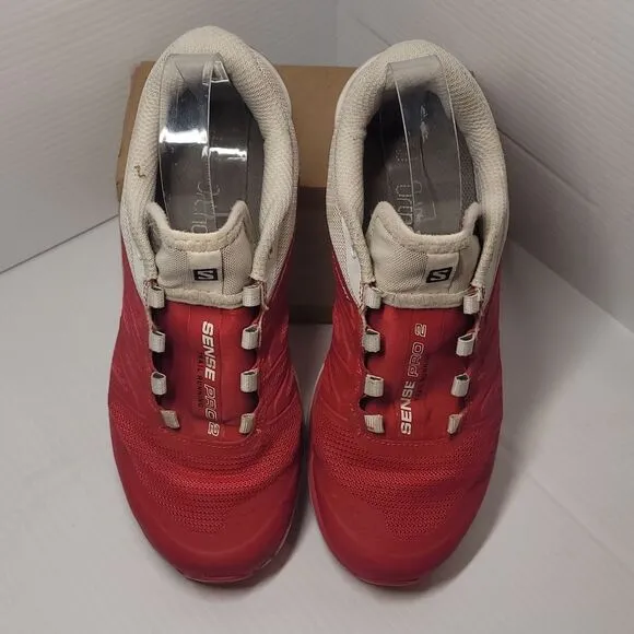 Salomon Sense Pro 2 Trail Running Shoes Womens 7.5 Red &amp; White Outdoor OrthoLite