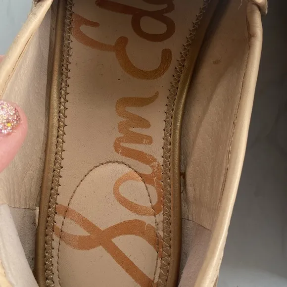 Sam Edelman Loraine Woven Bit Loafer Cream Beige Leather 9.5 Flat Women's Shoe