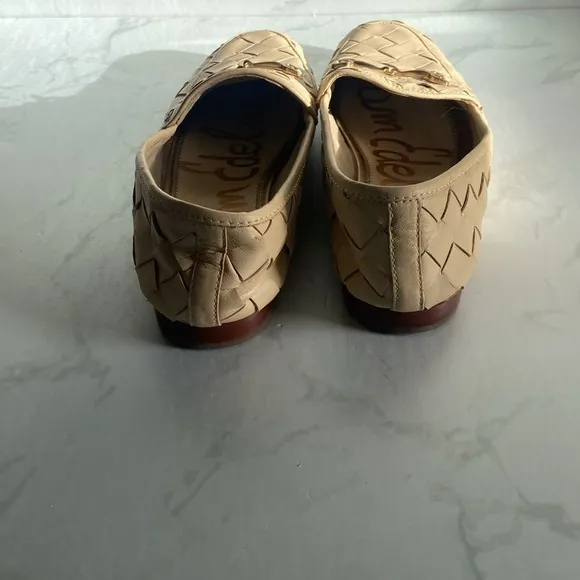 Sam Edelman Loraine Woven Bit Loafer Cream Beige Leather 9.5 Flat Women's Shoe
