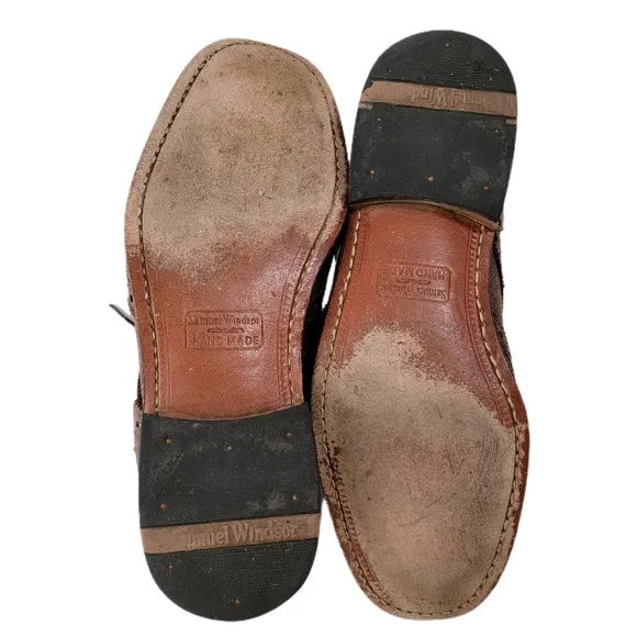 Samuel Windsor Town &amp; Country: Grained Brogue. Hand made. All Leather Mens 9.5