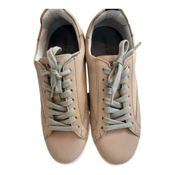 Sans Matin Beige Leather Low Top Sneakers Size 36