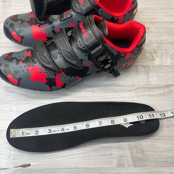 Santic Davee Bike Cycling Shoes Red Black Camo Men’s Size 12 with Bike Cleats