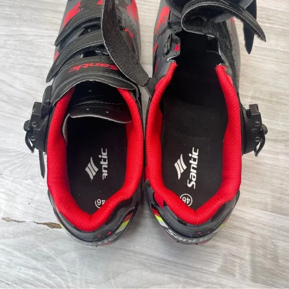Santic Davee Bike Cycling Shoes Red Black Camo Men’s Size 12 with Bike Cleats
