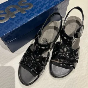 SAS Sunburst patent leather cutout sandals with small heal - used once