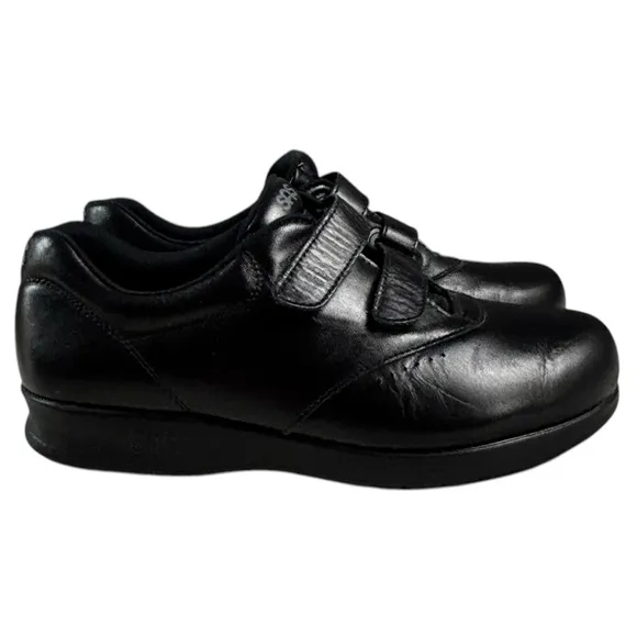 SAS Womens's Me Too Black Leather Shoes Velcro Strap Closure Size 8 Workwear